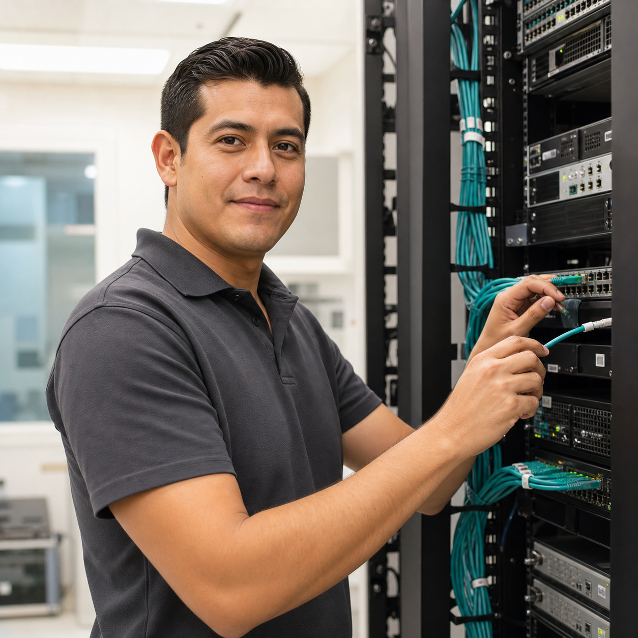 Especialista TI trabajando en infraestructura tecnológica